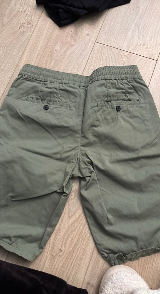 Erkek Haki Keten Kemerli Mini Şort - Görsel 3