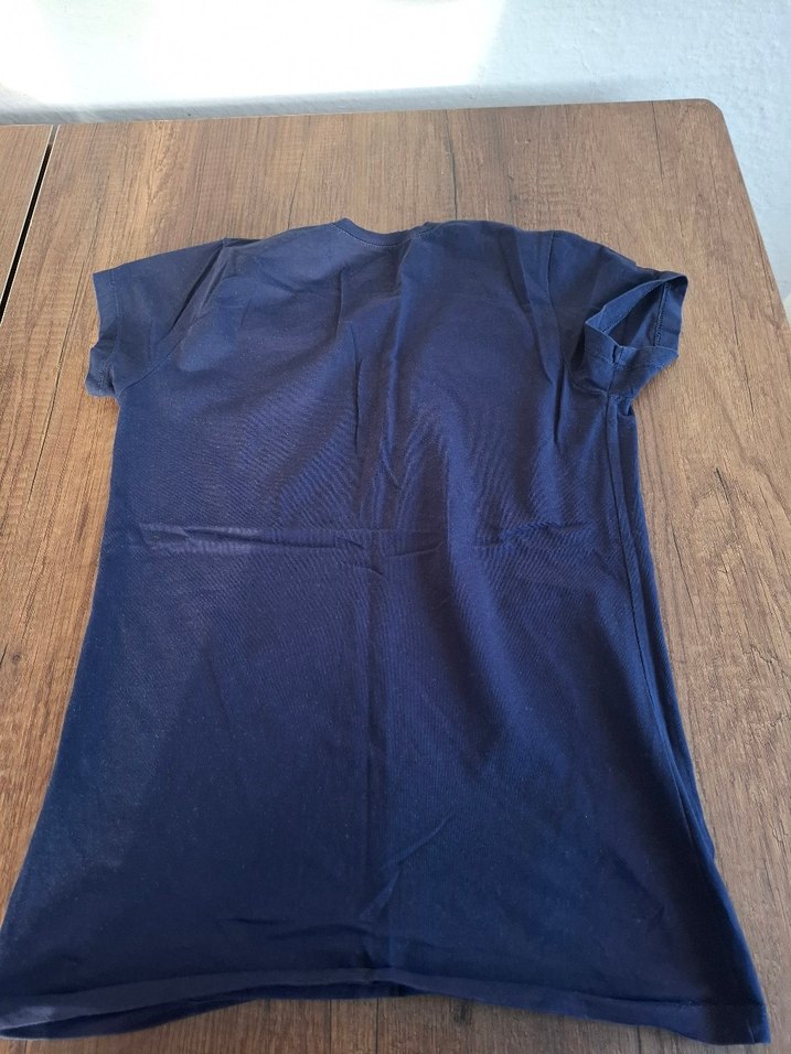 Lacivert V Yaka Kısa Kollu Tişört - Görsel 3