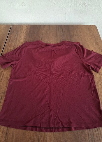 Bordo Kısa Kollu Fırfırlı  Bluz - Görsel 2