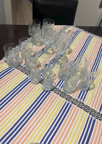 Çoklu Kesme Desenli Cam Bardak Seti