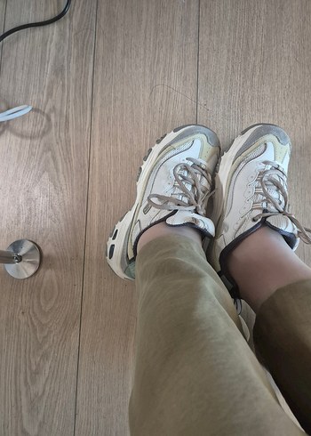 37,5 Beden ten rengi Renk Skechers Beyaz Bağcıklı Spor Ayakkabı