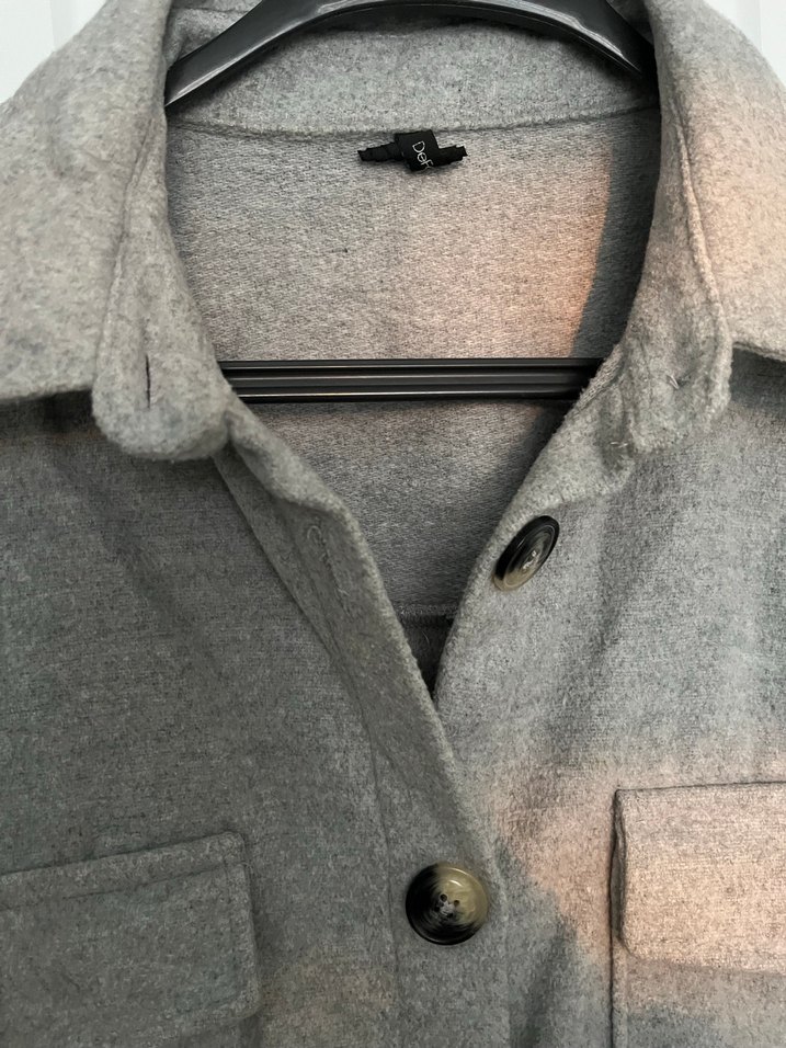 Gri Düğmeli Kadın Yün Gömlek Midi Boy - Görsel 3