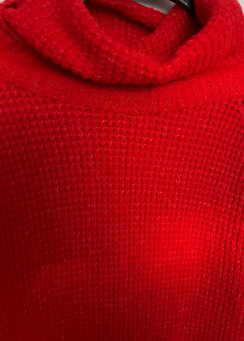 Kadın Kırmızı Boğazlı Triko Tunik - Görsel 3