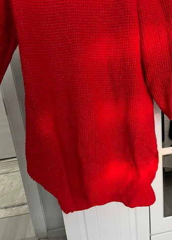 Kadın Kırmızı Boğazlı Triko Tunik - Görsel 2