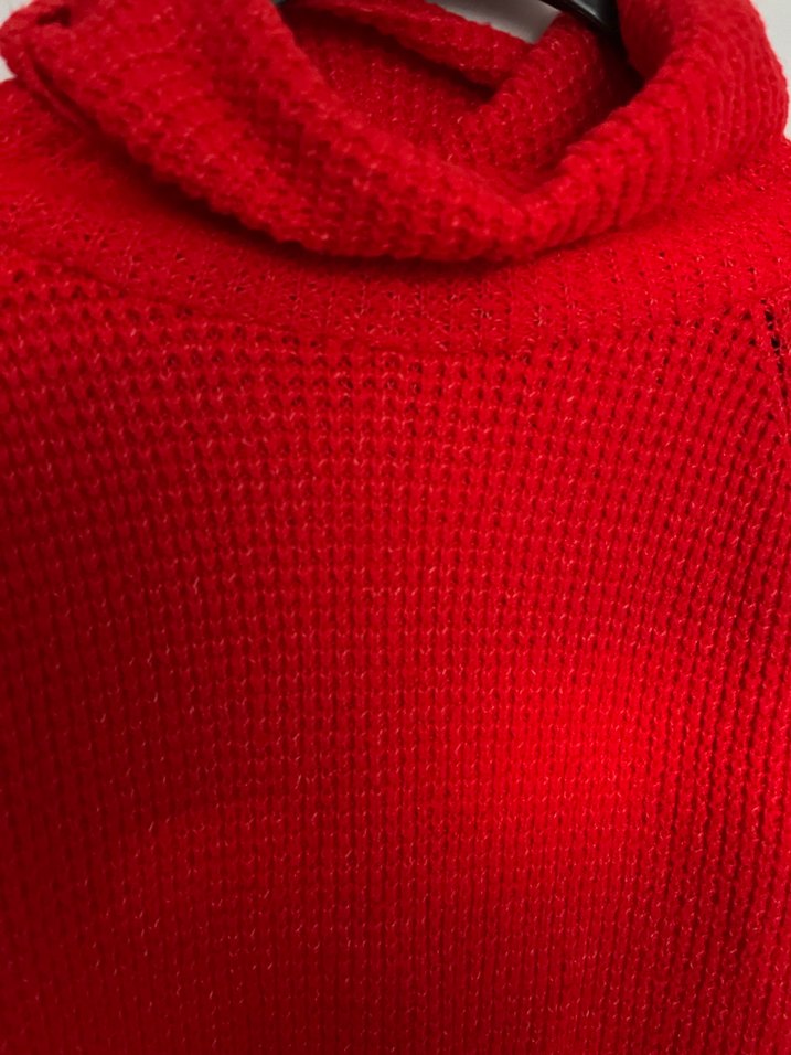 Kadın Kırmızı Boğazlı Triko Tunik - Görsel 3