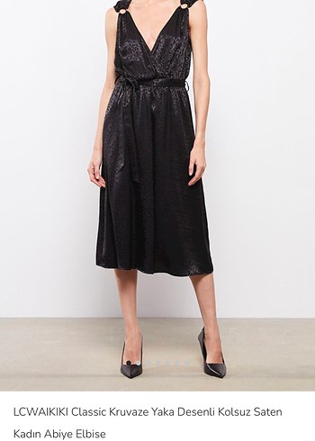 Siyah Yılan Desenli Uzun Drapeli Elbise - Görsel 2