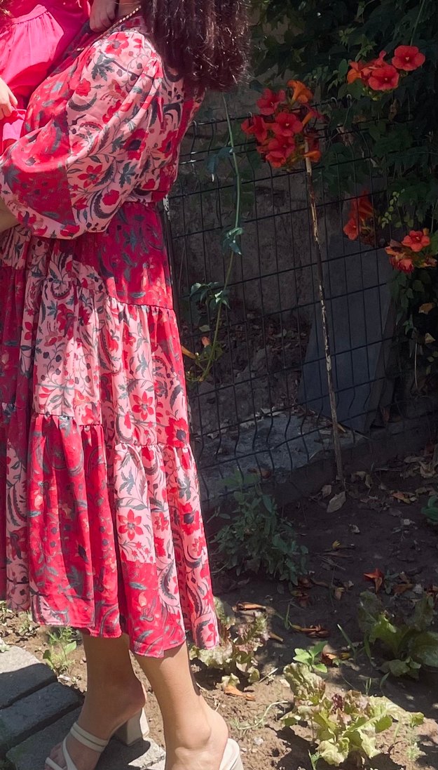 Pembe Bohem Renkli Uzun Elbise - Görsel 2