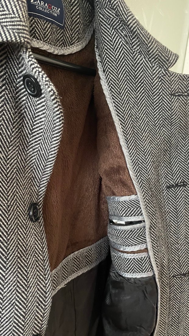 Düğmeli Gri Erkek Midi Kaban - Görsel 3