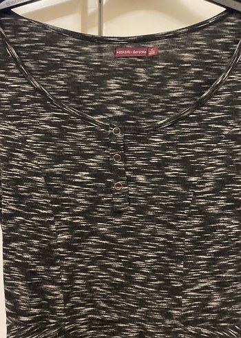 Bershka V Yaka Uzun Kollu Siyah Gri Midi Elbise
