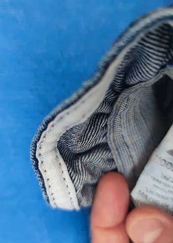 29 Beden mavi Renk Kadın Mavi Bel Detaylı Salaş Midi Kot Pantolon