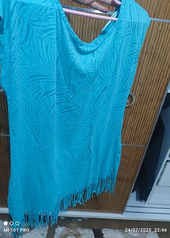 LC Waikiki Mavi Baskılı Straplez Bohem Kadın Bluz
