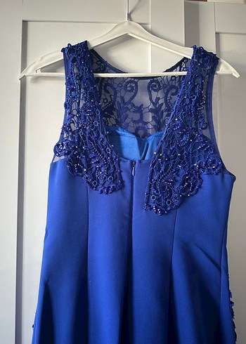 Lacivert Drapeli Uzun Kadın Abiye Elbise - Görsel 2