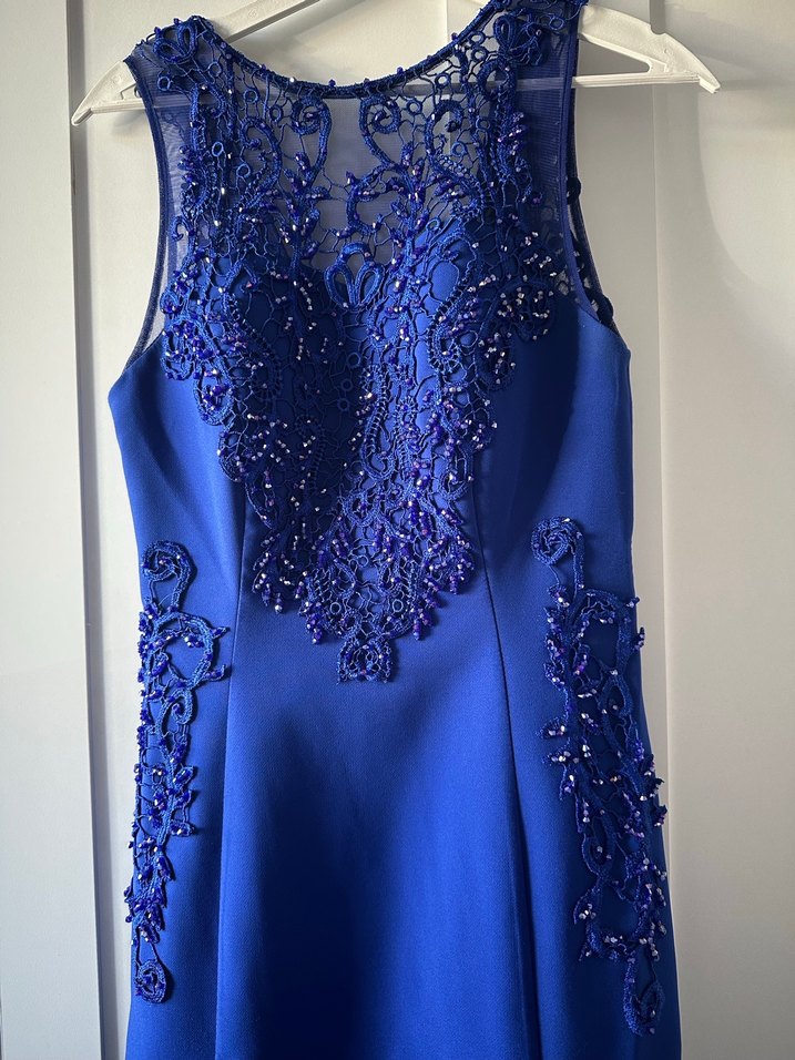 Lacivert Drapeli Uzun Kadın Abiye Elbise - Görsel 5