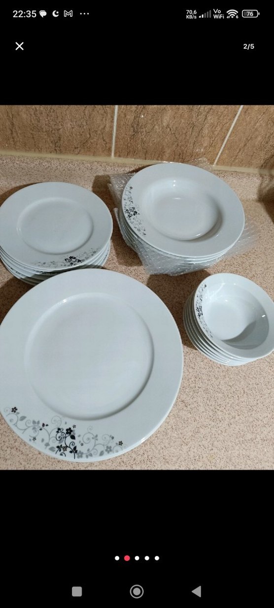 Beyaz ve Gri Desenli Yemek Tabağı Seti - Görsel 3