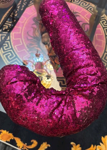 Pembe Payetli Yılan Desenli Emzirme ve Hamilelik Yastığı - Görsel 4