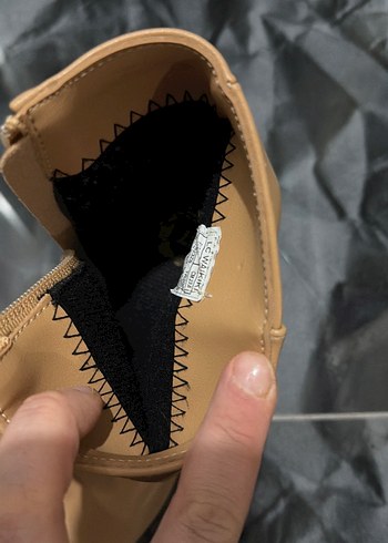 Bej Deri Tokalı Blok Topuk Kadın Bot - Görsel 7