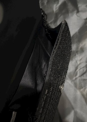 Boncuk İşlemeli Siyah Kadın Portföy Çanta - Görsel 5