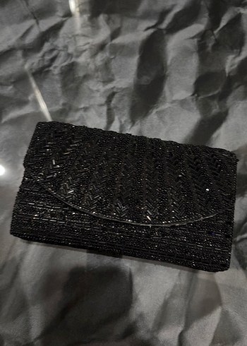 Boncuk İşlemeli Siyah Kadın Portföy Çanta - Görsel 6