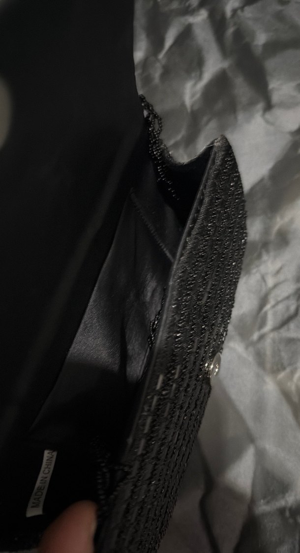 Boncuk İşlemeli Siyah Kadın Portföy Çanta - Görsel 5