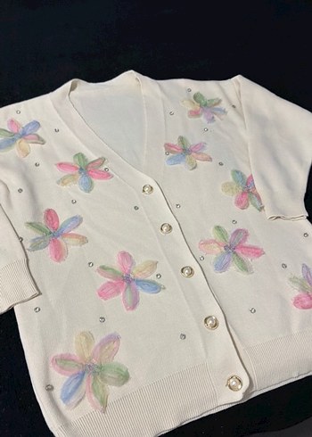 Çiçek Desenli Pastel Renkli Hırka - Görsel 6