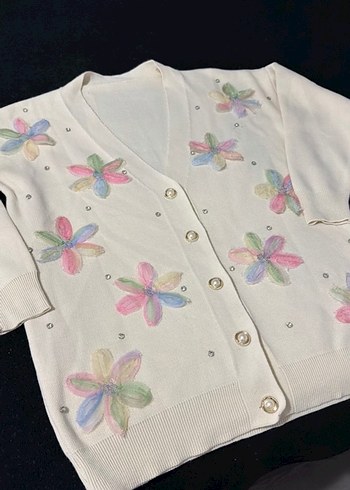 Çiçek Desenli Pastel Renkli Hırka - Görsel 5