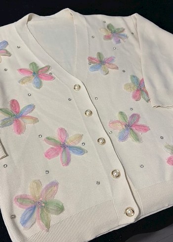 Çiçek Desenli Pastel Renkli Hırka - Görsel 7