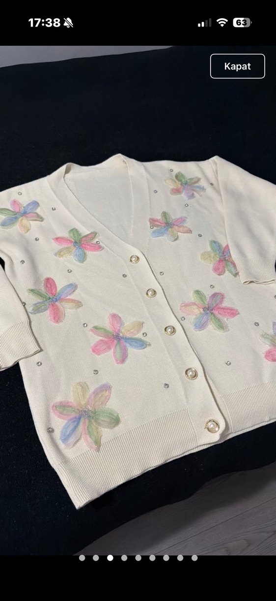 Çiçek Desenli Pastel Renkli Hırka - Görsel 5