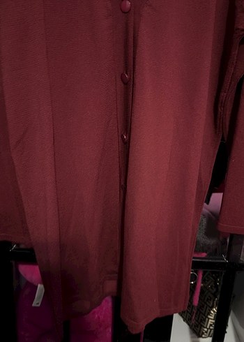 Bordo Uzun Kollu Nakışlı Kadın Hırka - Görsel 8