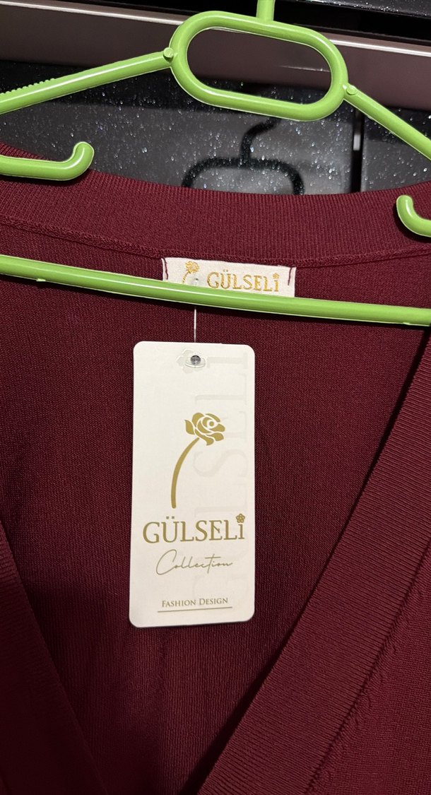 Bordo Uzun Kollu Nakışlı Kadın Hırka - Görsel 4