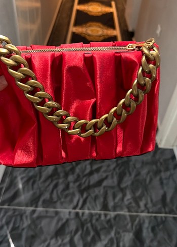 Kırmızı Zincir Detaylı Kadın Çanta - Görsel 7