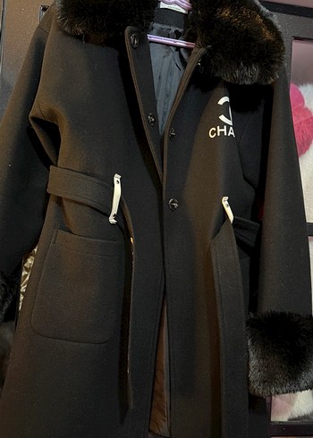 Kürk Detaylı Siyah Uzun Kadın Kaban - Görsel 6