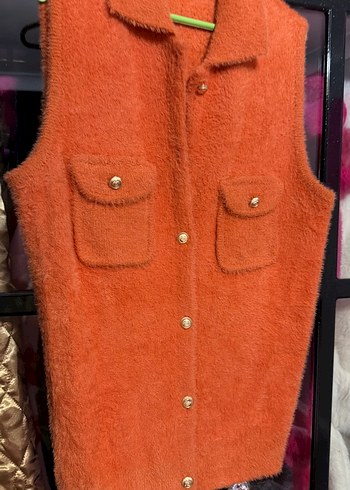 Düğmeli Kahverengi Kadın Yelek - Görsel 4