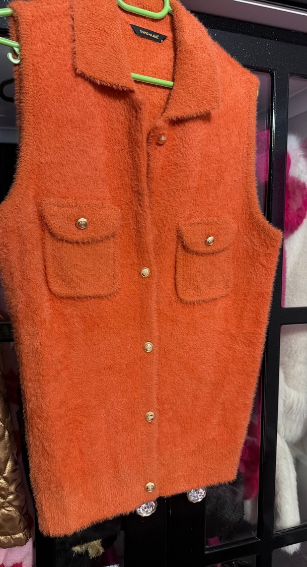 Düğmeli Kahverengi Kadın Yelek - Görsel 2