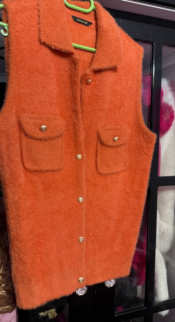 Düğmeli Kahverengi Kadın Yelek - Görsel 3