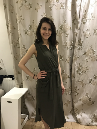 26 Beden haki Renk Haki yeşil elbise