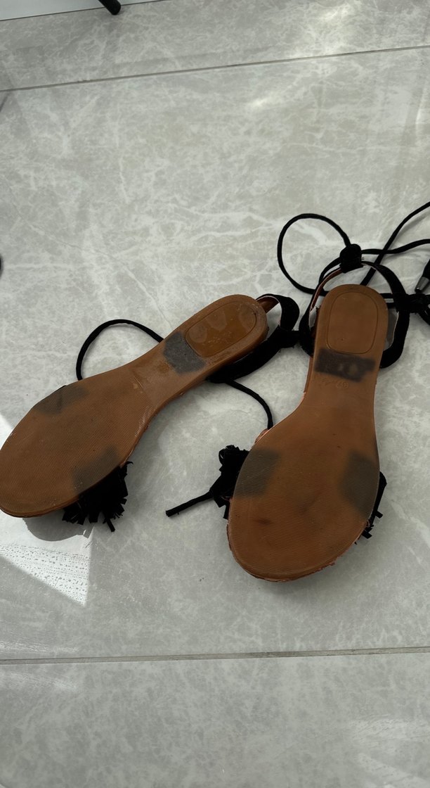 Püsküllü Siyah Bohem Stiletto Sandalet - Görsel 4