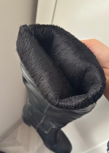 Kadın Siyah Deri Tokalı Dizüstü Bot - Görsel 8