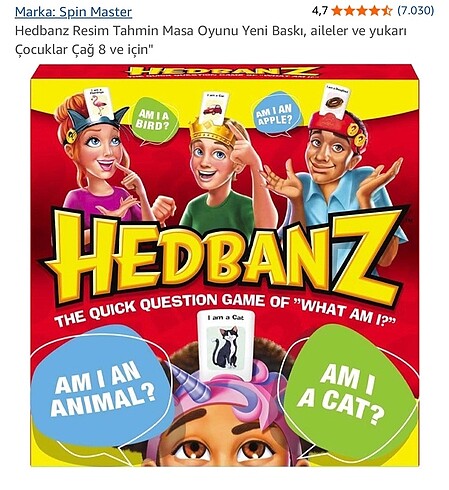 Beden Renk Hedbanz Eğlenceli Aile Tahmin Kutu Oyunu