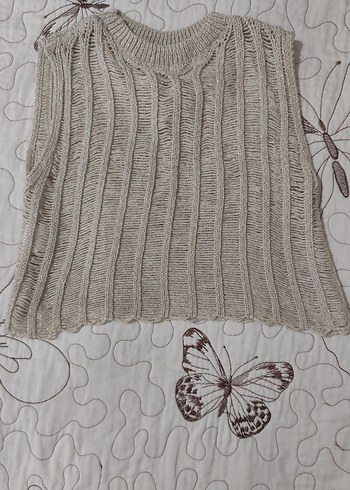 Bej Bohem Kolsuz Triko Kadın crop