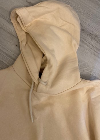 Bej Kapüşonlu Salaş Kadın Sweatshirt - Görsel 2