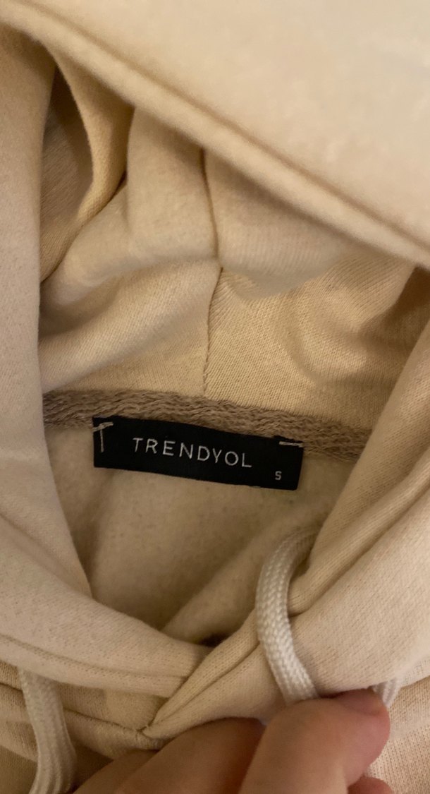 Bej Kapüşonlu Salaş Kadın Sweatshirt - Görsel 3