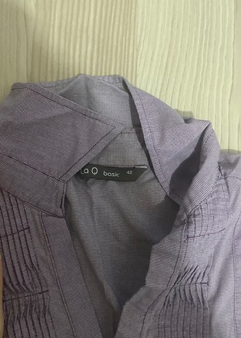 Mor Kadın Keten Gömlek Uzun Kollu - Görsel 4