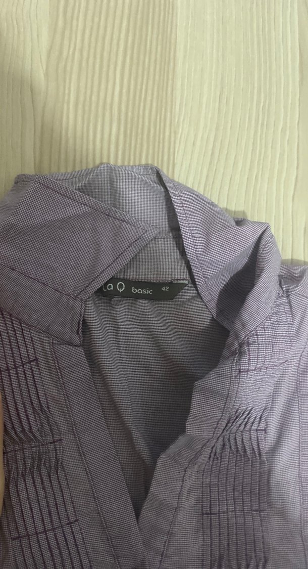 Mor Kadın Keten Gömlek Uzun Kollu - Görsel 4