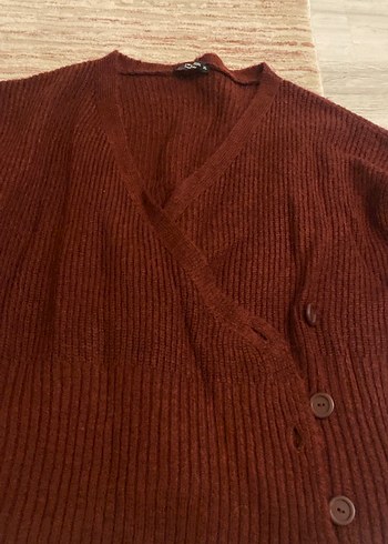 Düğmeli Kahverengi Kadın Hırka - Görsel 2