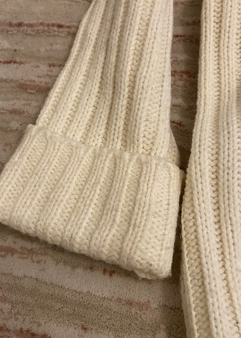 Bej Kadın Boğazlı Örgü Yün Kazak - Görsel 2