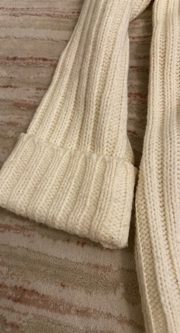 Bej Kadın Boğazlı Örgü Yün Kazak - Görsel 2