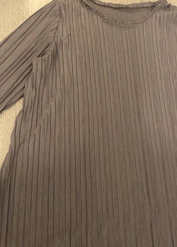 Kadın Gri Uzun Pliseli Elbise - Görsel 2