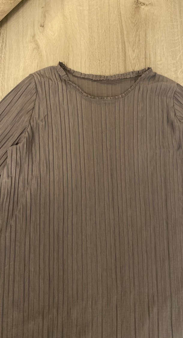 Kadın Gri Uzun Pliseli Elbise - Görsel 3