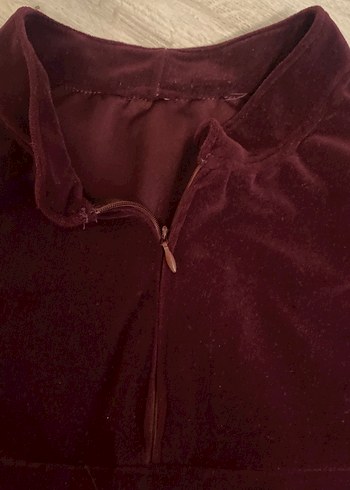 Bordo Kadın Düğmeli Yüksek Yakalı - Görsel 2