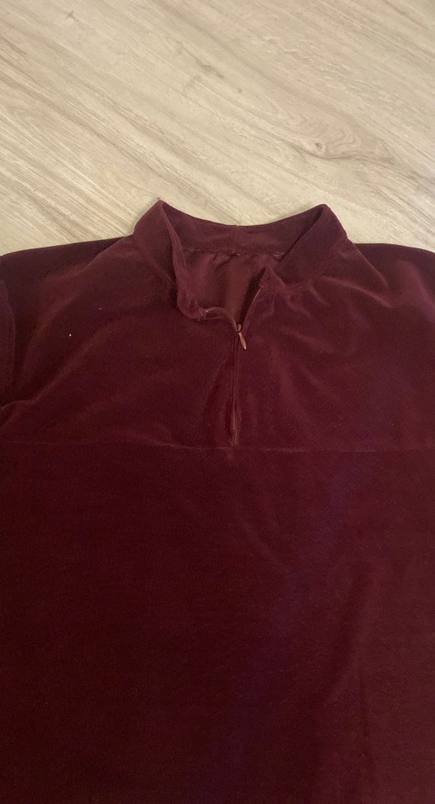 Bordo Kadın Düğmeli Yüksek Yakalı - Görsel 3